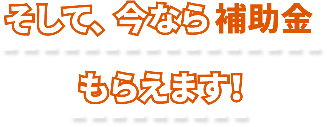 そして、今なら補助金もらえます！